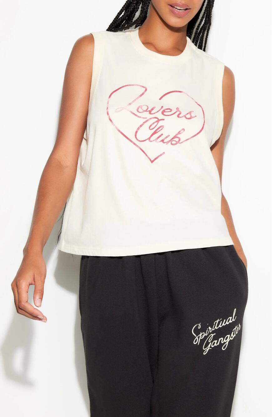 NWT Spiritual Gangster XS Cream Lovers Club Bowery Cotton Muscle Tank Yoga Top